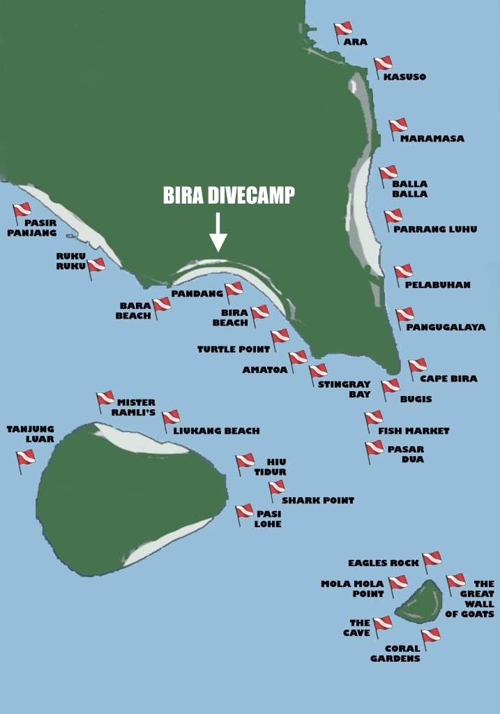 Bira dive map