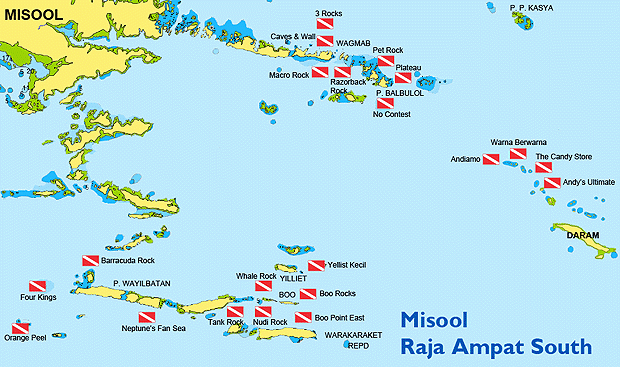 Misool dive map
